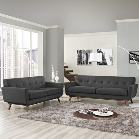Modway Engage Loveseat And Sofa Set & Reviews | Wayfair for Modway 3-Piece Engage Sofa, Loveseat, And Armchair Set, Gray