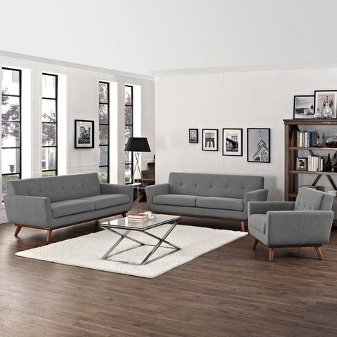Modway Engage Sofa Loveseat And Armchair | Black Living Room Decor ... throughout The Evolution of Gray Furniture in Contemporary Interior Design