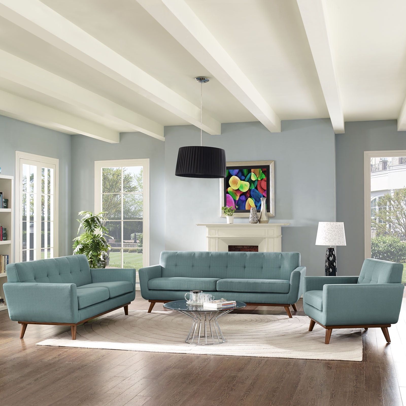 Modway Engage Sofa Loveseat And Armchair Set Of 3 In Laguna - Walmart.com inside Creating Cohesive Interior Spaces with Coordinated Furniture Sets