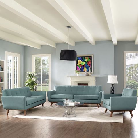 Modway Engage Sofa Loveseat And Armchair Set Of 3 In Laguna - Walmart.com inside Creating Cohesive Interior Spaces with Coordinated Furniture Sets