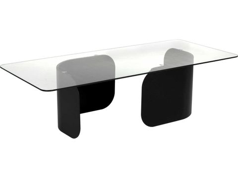 Noir Varicka Rectangular Glass Matte Black Coffee Table | Noigtab1139Mtb regarding Modern Living Room Essentials Contemporary Clear Glass and Matte Black Coffee Table Sets
