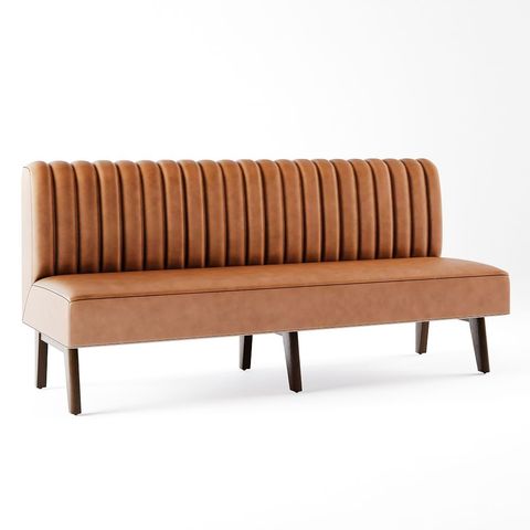 Novak Banquette - Vertical Channel Tufting 1 Seater, Vegan Leather ... inside Rumble Upholstered Bench, Taupe, 72" W X 22" D X 16.5" H, Vegan Leather