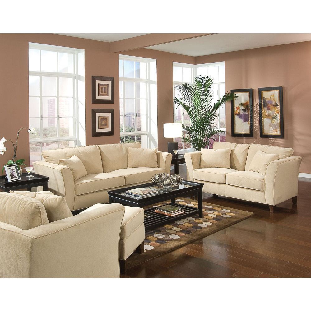 Park Ave 3-Piece Living Room Set (Park Ave 3 Piece Living Room ... throughout The Psychology Behind Choosing Warm Color Palettes for Living Areas