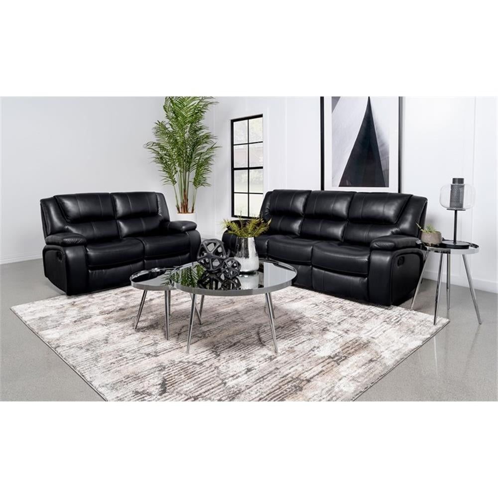 Pemberly Row 2-Piece Faux Leather Upholstered Motion Reclining Sofa Set ... throughout Pemberly Row 2-Piece Faux Leather Manual Reclining Sofa Set In Brown