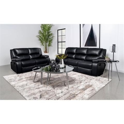 Pemberly Row 2-Piece Faux Leather Upholstered Motion Reclining Sofa Set ... throughout Pemberly Row 2-Piece Faux Leather Manual Reclining Sofa Set In Brown