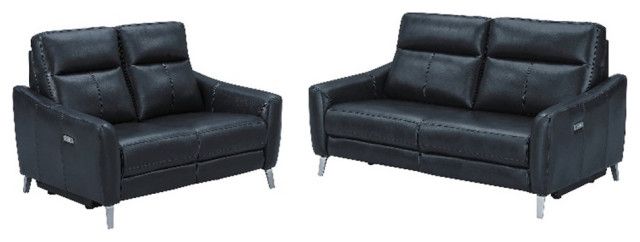 Pemberly Row 2-Piece Modern Faux Leather Upholstered Power Sofa Set In ... for Pemberly Row 2-Piece Faux Leather Upholstered Motion Living Room Set Beige