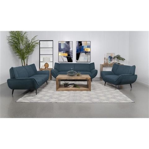 Pemberly Row 3-Piece Mid-Century Fabric Upholstered Living Room Sofa ... regarding Pemberly Row's Signature Red Upholstered Sofa Set Explained