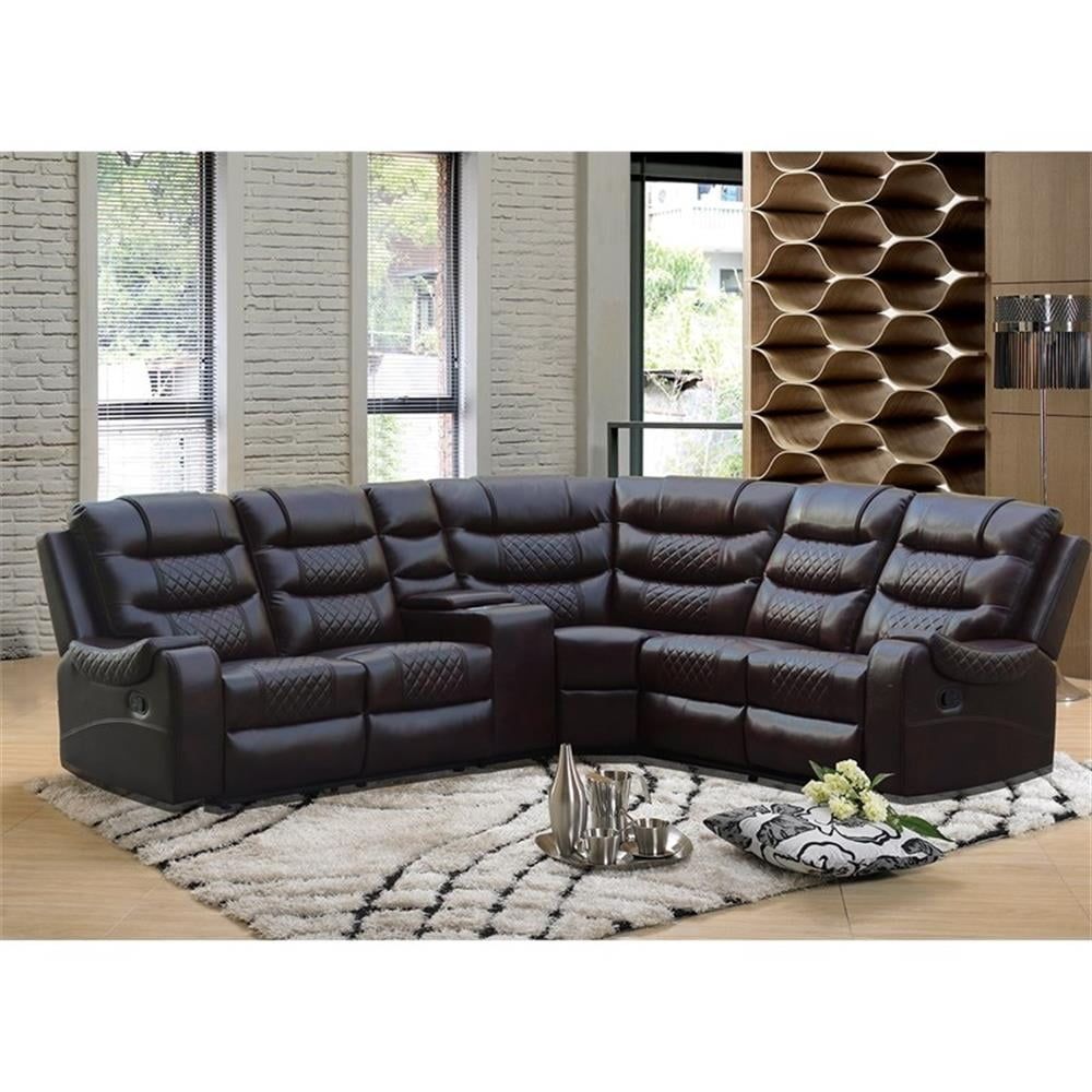Pemberly Row 5-Piece Faux Leather Reclining Sectional With Console In ... throughout Designing Your Living Space with Pemberly Row's Manual Reclining Sofa Sets