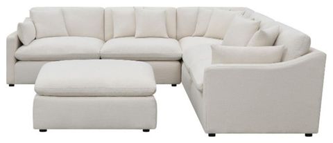 Pemberly Row 6-Piece Fabric Upholstered Modular Sectional Off White ... regarding Pemberly Row's Signature Red Upholstered Sofa Set Explained