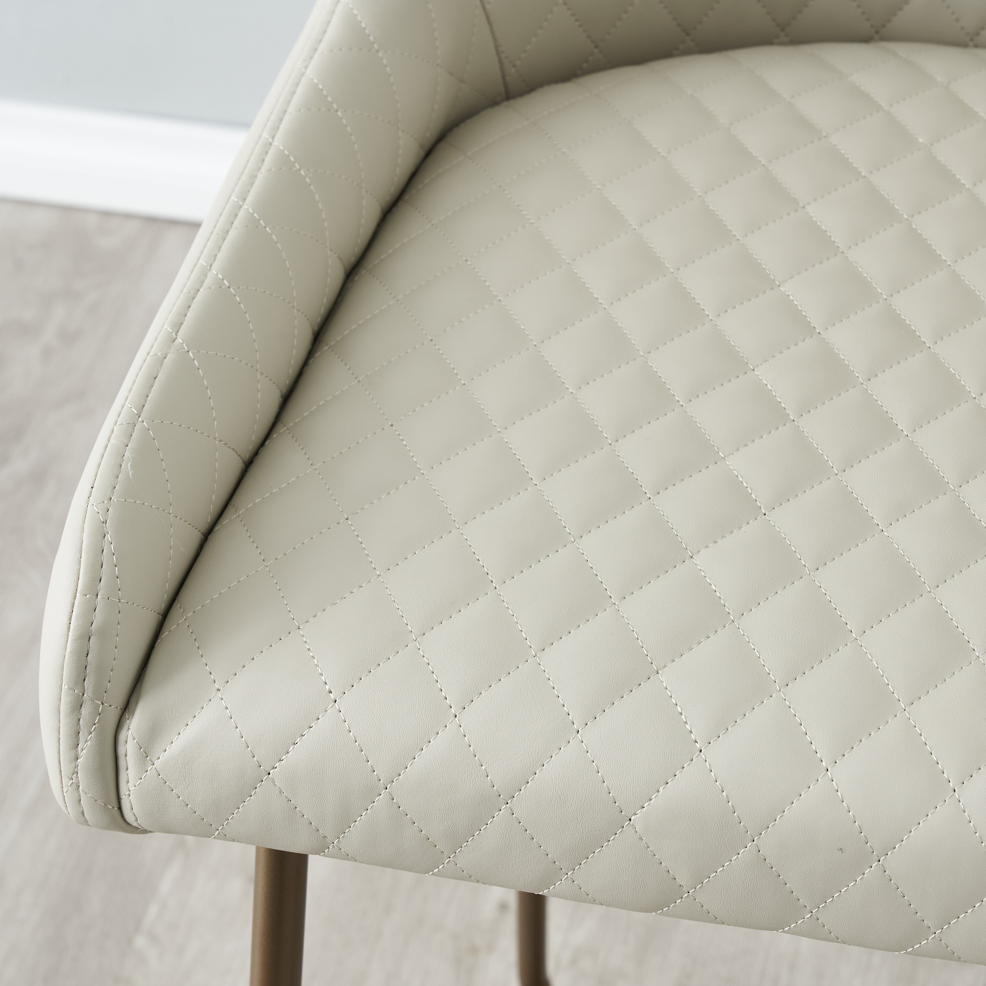 Quinn Cloud Grey Vegan Leather Bar Stool - Brass Colour Legs in Rumble Upholstered Bench, Taupe, 72&quot; W X 22&quot; D X 16.5&quot; H, Vegan Leather