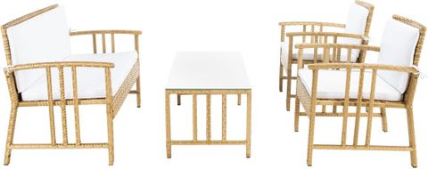 Reslor 4 Piece Living Set In White By Safavieh | 1Stopbedrooms intended for Maximizing Comfort and Style with Safavieh Roya 4 Pc Living Set Selection