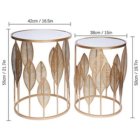 Set Of 2 End Tables, Gold Nested Side Coffee Table, Decorative ... with Round Gold Nested End Tables (2)