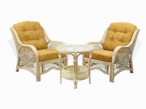 Sk New Interiors Malibu Set Of 2 Natural Eco Rattan Wicker Chairs W ... with Understanding the Appeal of Malibu 3-Piece Rattan Wicker Living Room Sets