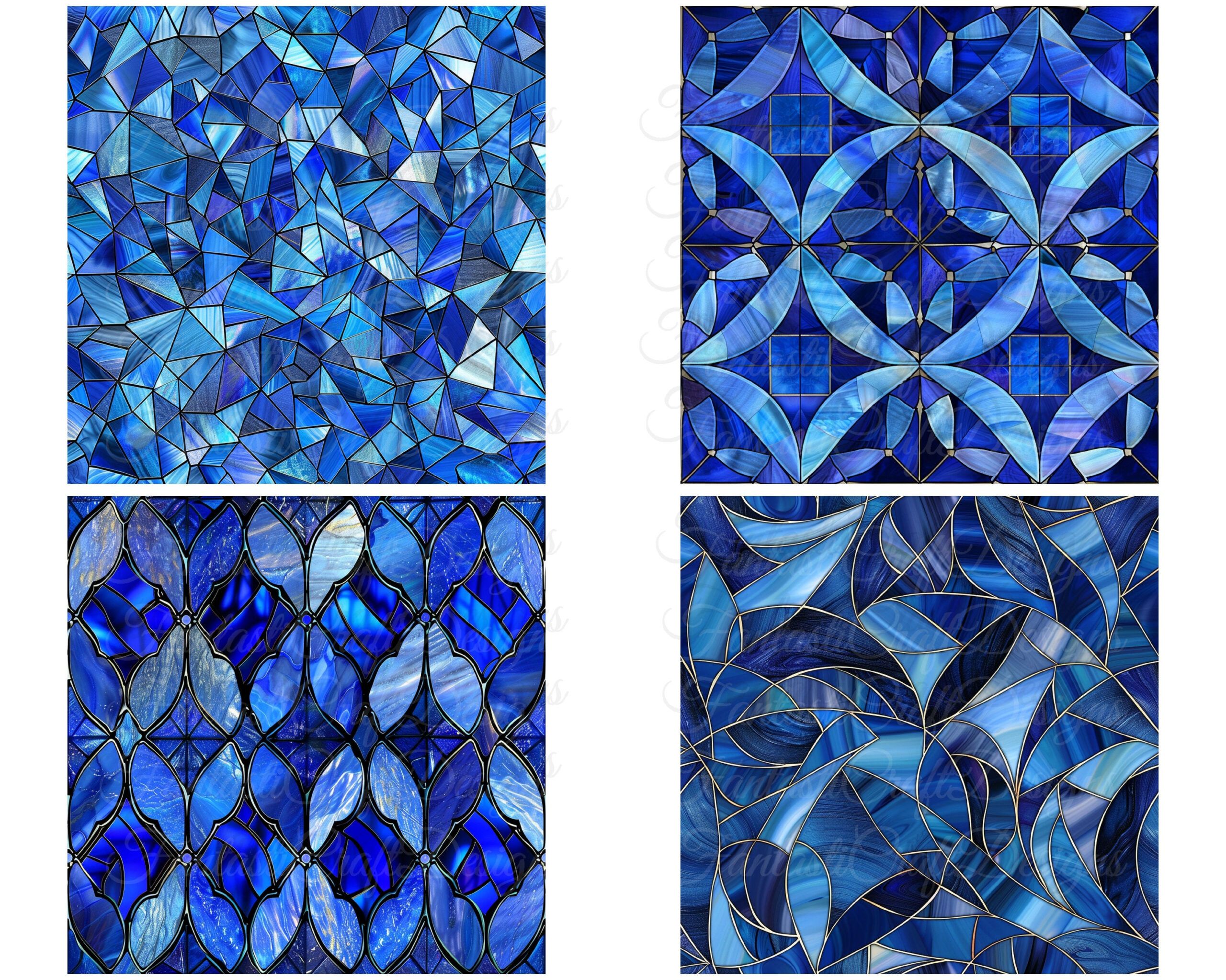Stained Glass Sapphire Digital Paper Pack Of 24 Pattern Seamless Glass ... regarding Enhancing Living Spaces Through Strategic Mirror and Glass Cabinet Placement