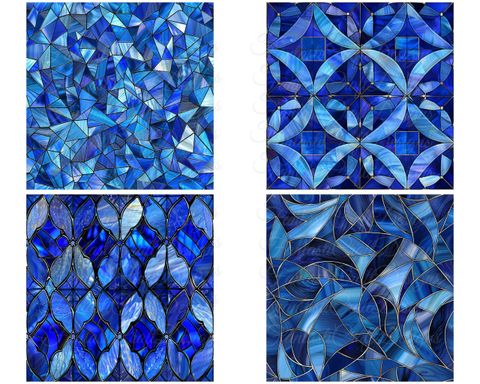 Stained Glass Sapphire Digital Paper Pack Of 24 Pattern Seamless Glass ... regarding Enhancing Living Spaces Through Strategic Mirror and Glass Cabinet Placement