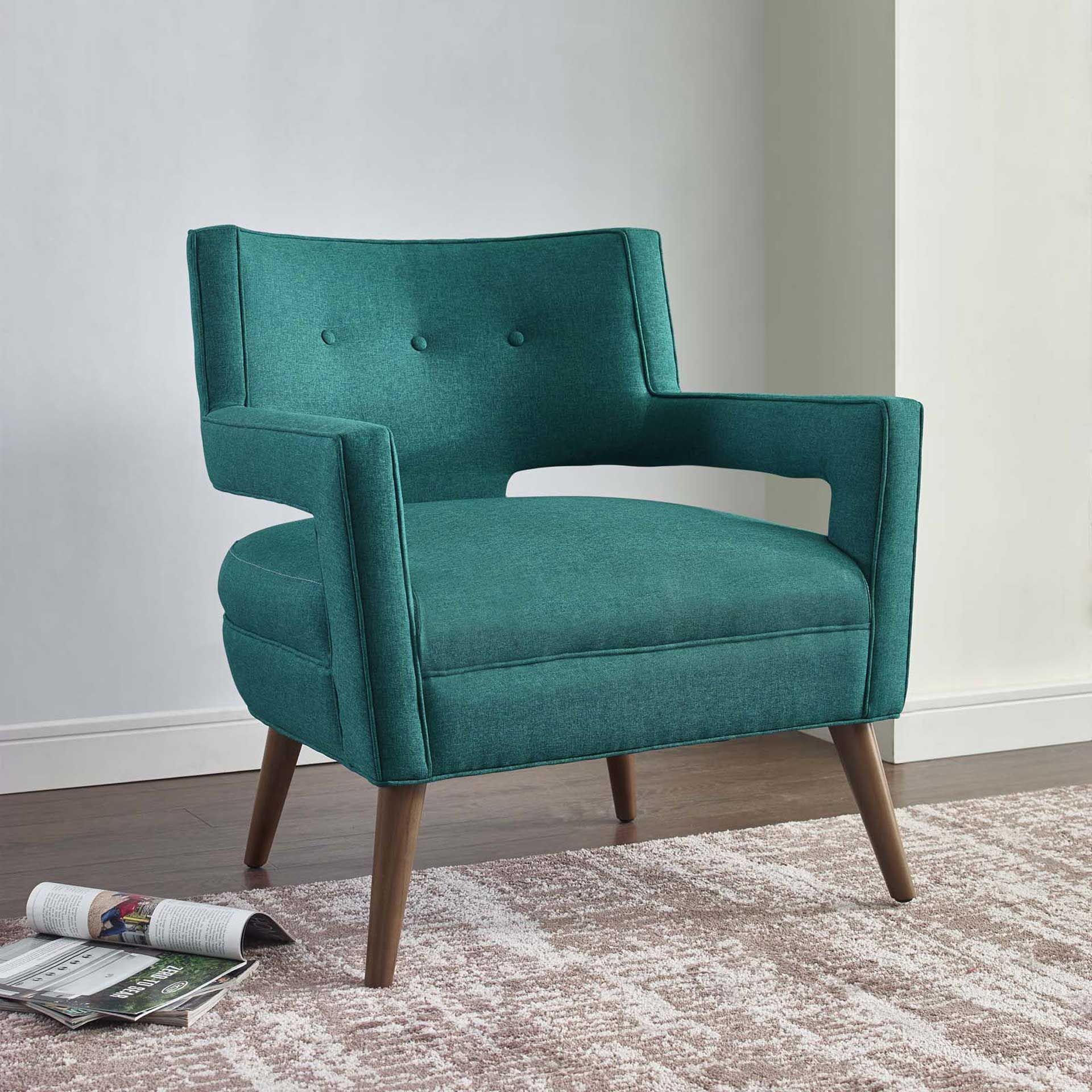 Stanley Upholstered Fabric Armchair Teal | Fabric Armchairs, Armchair ... throughout Understanding Modern Furniture Trends Through the Lens of Teal Loft Armchairs