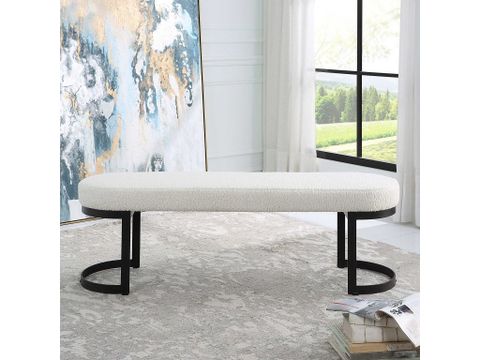 Uttermost Infinity Bench, Black Furniture Living Room Benches regarding Infinity Black Bench