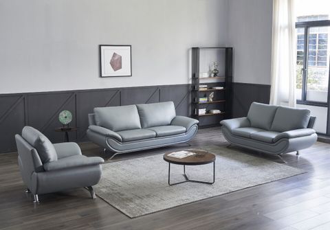 V-Dallas Modern Leather Sofa Set (Grey) | Matisseco for 60''X35''X40'' Modern Gray Leather Sofa And Loveseat