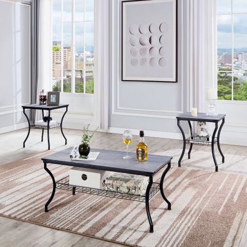 Vecelo Vintage 3-Piece Coffee Table Set, Charcoal Gray, With 2 End ... inside Design Elements That Define Contemporary Living Spaces