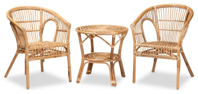 Vedette Modern Rattan 3-Piece Living Room Set, Natural Brown - Tropical ... regarding The Art of Balancing Comfort and Style with Rattan Seating Solutions