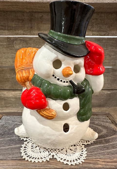Vintage Ceramic Snowman Luminary Figure, Vintage Christmas Collectible ... in How Clay Snowman Luminary Transforms Traditional Sculpting Techniques