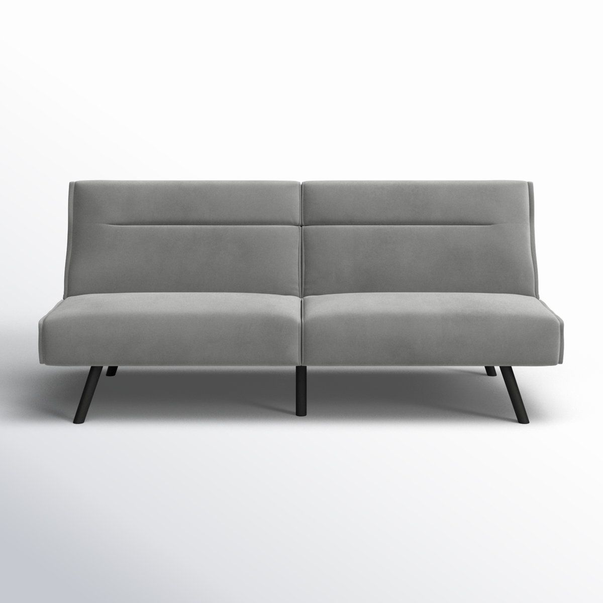 Wade Logan® Brumbley 69.8'' Twin Upholstered Futon With Split Back ... pertaining to Rumble Upholstered Bench, Taupe, 72&quot; W X 22&quot; D X 16.5&quot; H, Vegan Leather