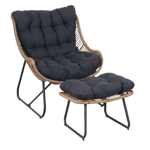 Wicker Slouch Armchair With Footstool with Melyssa Rattan Collection, Armchair & Footstool Set