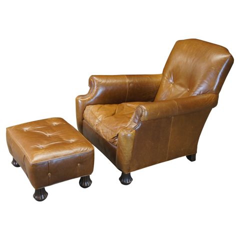 William Alan Traditional Brown Leather Tufted Club Chair And Ottoman ... within Understanding the Artistry Behind Tufted Fabric Upholstery