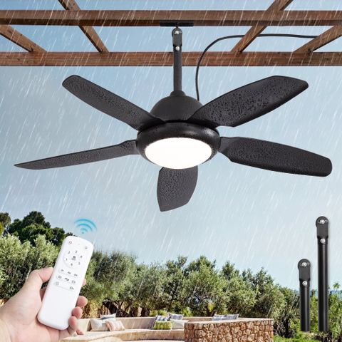 Zardon 42" Modern Outdoor Ceiling Fan With Light And Remote Control – 6 ... with regard to Designing outdoor spaces with modern black matte ceiling fans