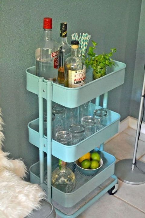 15 Delightful Comact Bar Cart Design Ideas For Small Spaces within Struggling With Tiny Apartment Storage? Here's What's Really Going Wrong