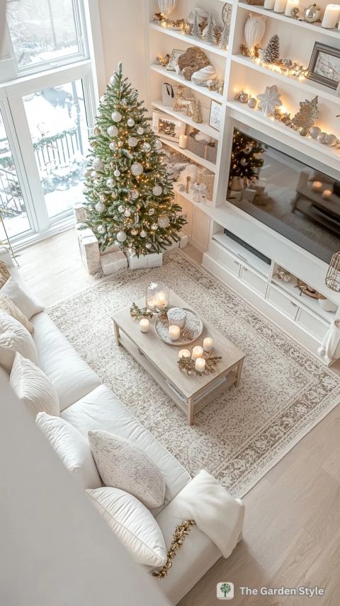 15 Small-Space Christmas Decor Hacks For Living Rooms - The Garden Style with Small Spaces Holiday Decor Ideas