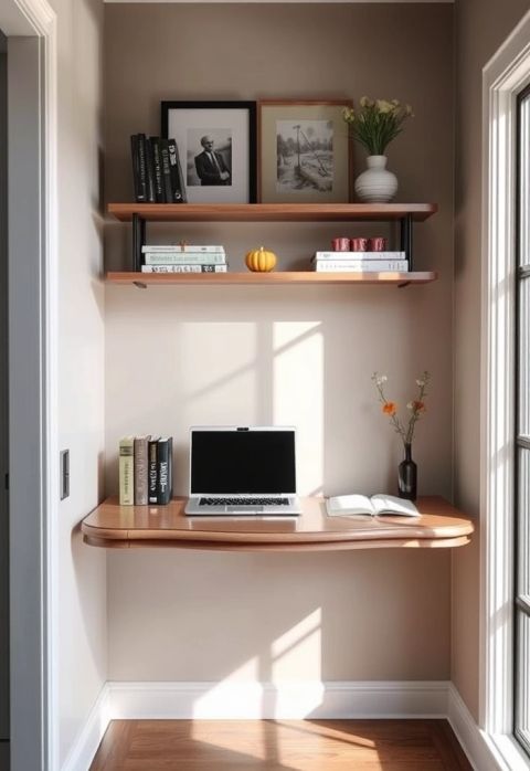 15-Space-Saving-Ideas-For-Small-Spaces-8.-Wall-Mounted-Desks – Living ... pertaining to Desks Perfect For Small Spaces Economize