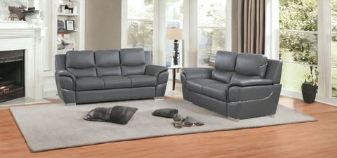 2-Piece Indoor Gray Genuine Leather Five Person Seating Set - Modern ... throughout Maximizing comfort and style in indoor dining environments