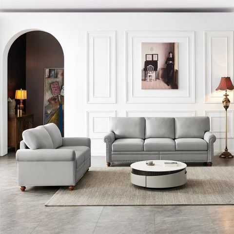 2 Piece Living Room Set With 3-Seat Sofa Loveseat, Upholstered ... throughout 2-Piece Sectional Set