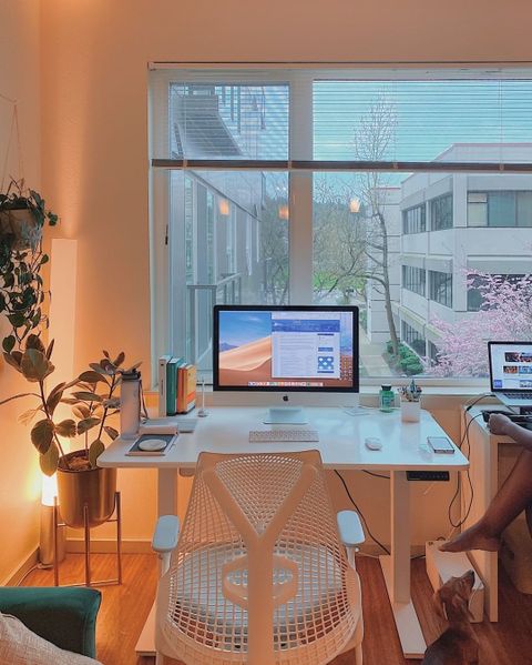 20+ Best Minimalist Desk Setups & Home Office Ideas | Gridfiti regarding At Home Office Small Economize