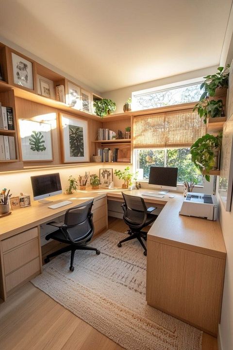 20 Double Desk Layout Ideas For Small Home Offices - H.m.g | Small Home ... in Why Most Tiny Desk Advice Is Outdated (And What Actually Fits)