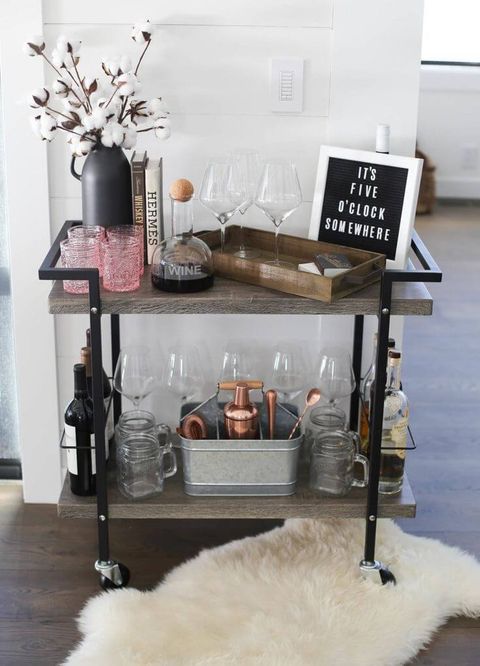 23 Cool Bar Cart Ideas Under $150 That Instantly Elevate Your Home with Tiny Apartment Bar Cart Ideas