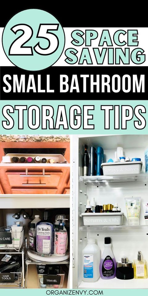 25 Small Bathroom Organizing Hacks You'll Love • Organizenvy In 2024 ... in Bathroom Organization Small Spaces Loved