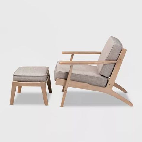 2Pc Sigrid Fabric Upholstered Wood Armchair And Ottoman Set Light Gray ... with Sigrid-Light Gray Fabric Antique Oak 2-Piece Wood Armchair/Ottoman Set