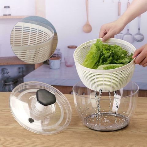 6L Salad Spinner - Manual Lettuce Dryer With One-Handed Pump pertaining to Simple bathroom innovations that save time and space