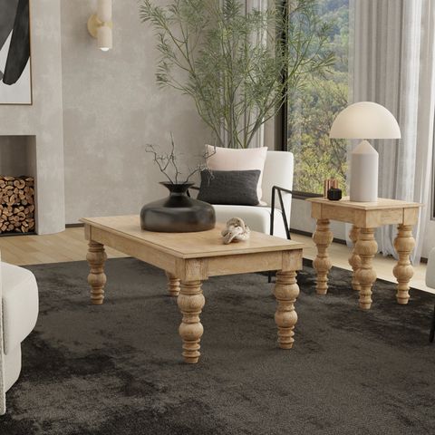 Alcott Hill® Atifah 3 - Piece Solid Wood Living Room Table Set ... in Ethan 2-Piece Carved Solid Wood Living Room Table Set