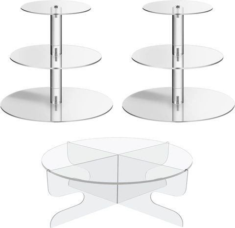 Amazon.com: Actororp 3 Pcs Acrylic Cake And Cupcake Stand Combo, 3 Tier ... in Cake Stand Bathroom Organizers