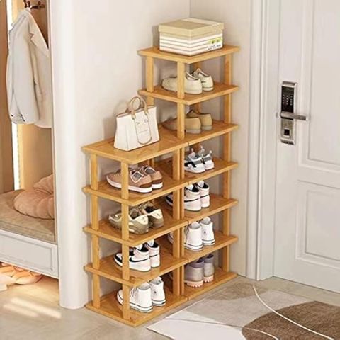 Amazon.com: Bamboo Shoe Rack 12 Tier- Vertical Shoe Rack For Small ... inside Bamboo Shoe Racks Tiny Apartment