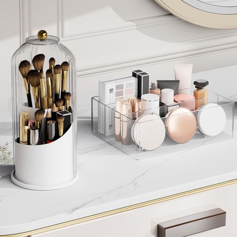 Amazon.com: Docmon Makeup Brush Holder With Lid, 360 Rotating Make Up ... within Makeup Brush Holders Vanity