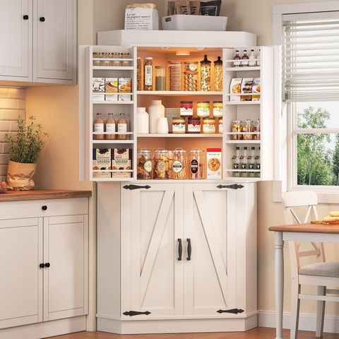 Amazon.com: Jocoevol Corner Cabinet, Kitchen Pantry Storage Cabinet ... with regard to Struggling With Pantry Cabinets Extra Storage? This Is What's Really Going Wrong