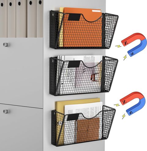 Amazon.com : Lqpafz Magnetic File Holder 3 Pockets File Folder ... with regard to File Holder Kitchen Command Strips