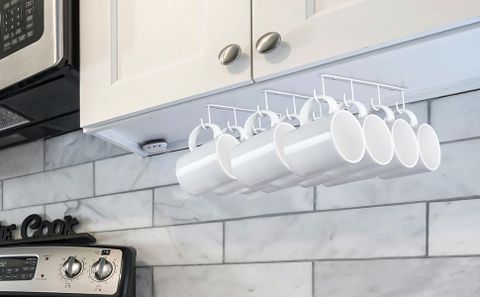 Amazon.com: Mkono Under Cabinet Mug Hanger Set Of 3 Metal Mug Hooks ... in Coffee Mug Hangers Closet
