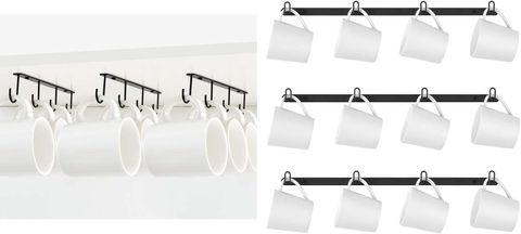 Amazon.com: Mkono Under Cabinet Mug Hanger Set Of 3 Metal Mug Hooks ... inside The Coffee Mug Closet Hanger Mistake That Cost Me $150 (And How to Avoid It)