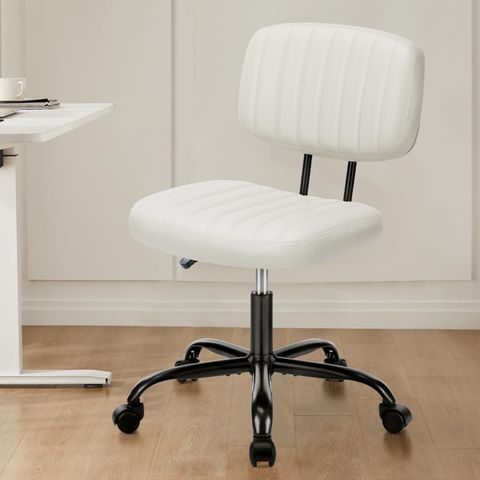 Amazon.com: Smug Small Armless Office Chair: Beige Pu Leather Small ... throughout Small Space Cozy Office Chair Secrets Professionals Use (That Beginners Miss)
