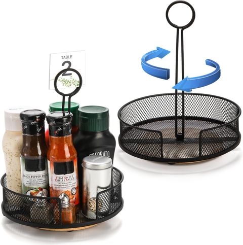 Amazon.com: Zoofox 2 Pack Metal Condiment Caddy, Tabletop Spice ... pertaining to Aldi Condiment Rotating Caddies
